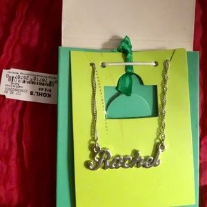 Goldtone “RACHEL” Personalized Name Necklace.